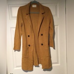 Active USA Mustard Knit Chic Cardigan Sweater Fall & Winter Casual Office Medium